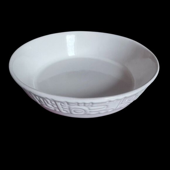 Vintage Frankoma Mayan-Aztec White Sand 8" Round Vegetable Bowl - Picture 1 of 4